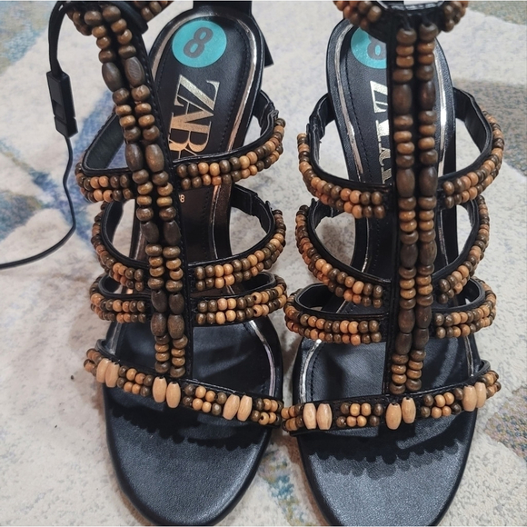 Zara Beaded Heeled Gladiator Heels - Picture 5 of 12